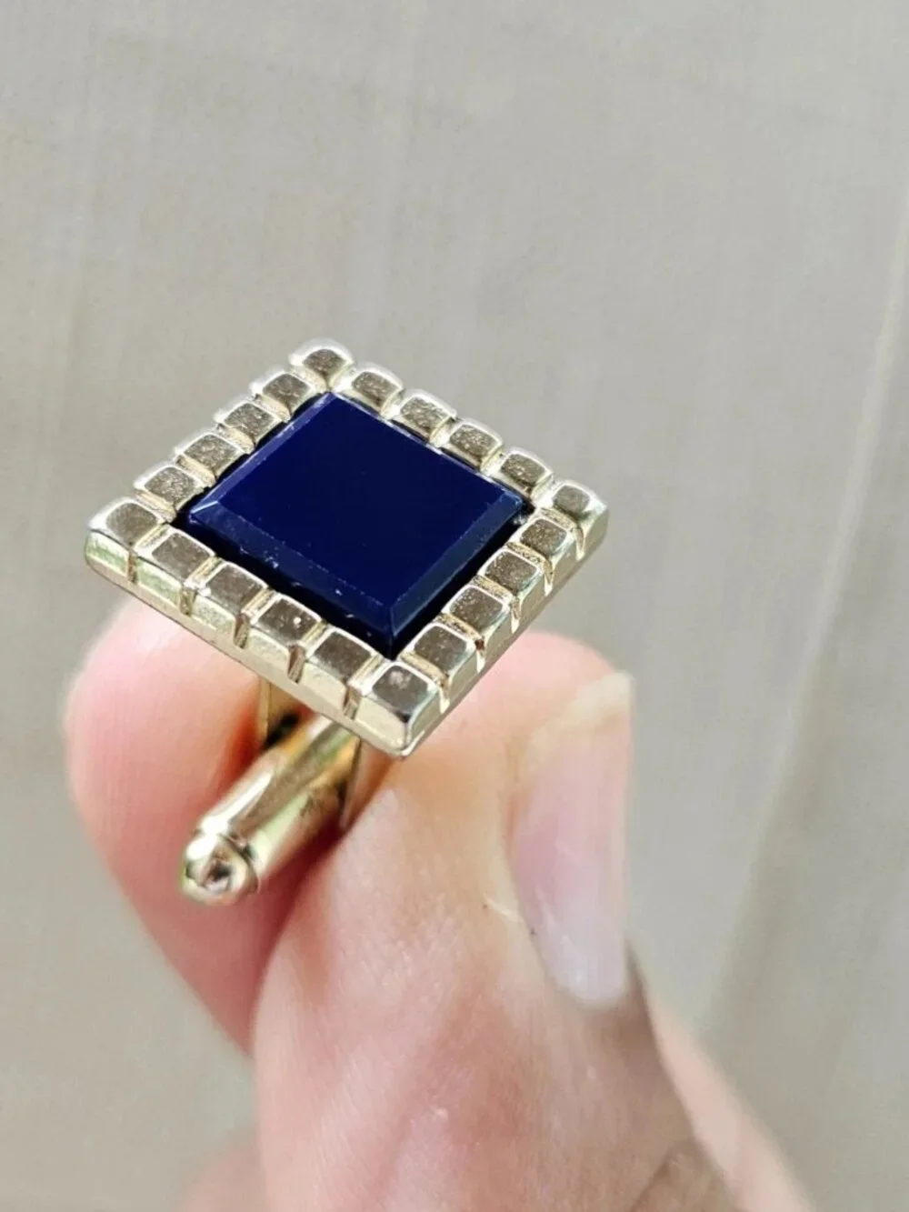 Vintage Cufflinks Blue/Gold Tone Dress Shirt Cuff Stud Links Fashion Jewelry